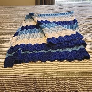 Hand crocheted chevron stripe afghan